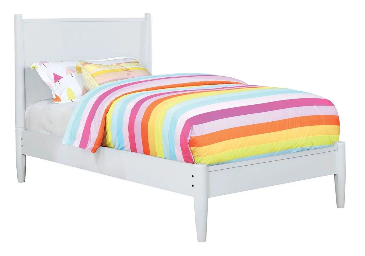 White Twin Size Solid Wood Platform Bed B2175