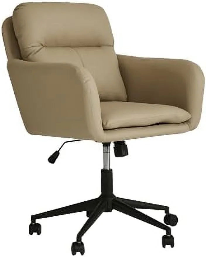 Beige PU Leather Office Chair with Pillow U7159