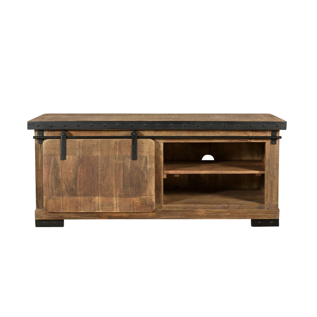 Natural and Black Mango Wood TV Stand Q4778