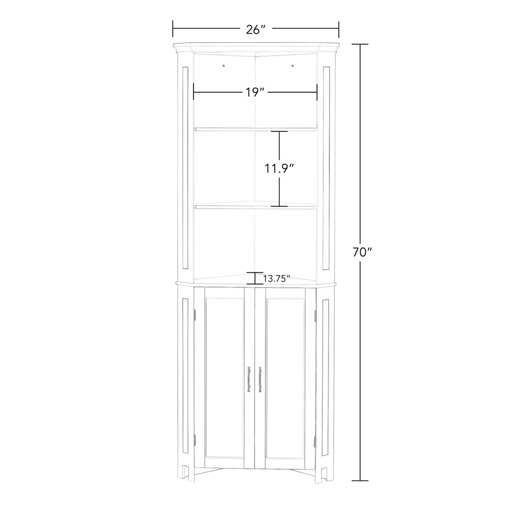 White Two-Door Corner Cabinet D549