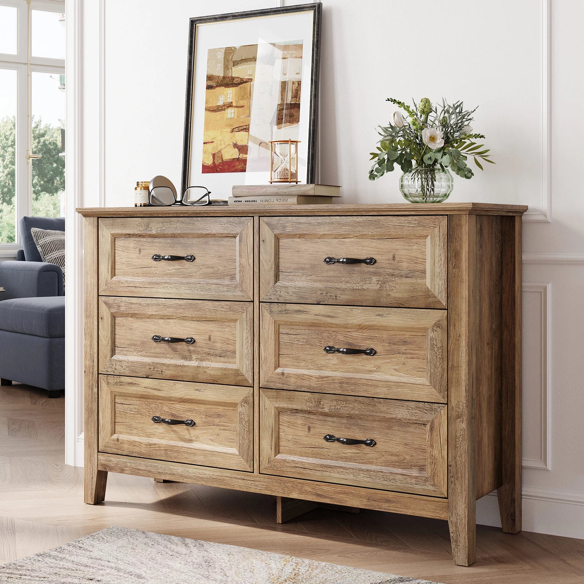 6 Drawer Rustic Oak Dresser U491