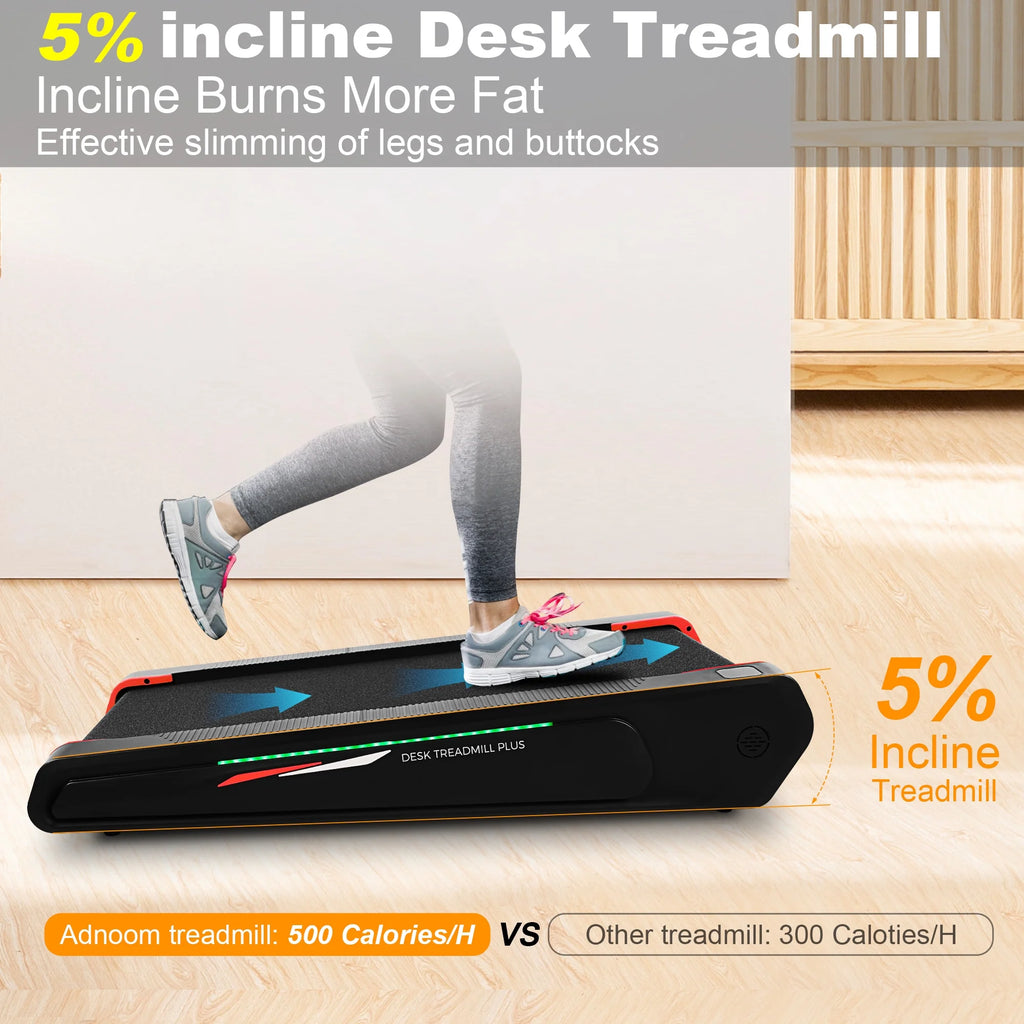 Walking Pad Treadmill with 5% Incline, 2.5HP, Black & Red O53992