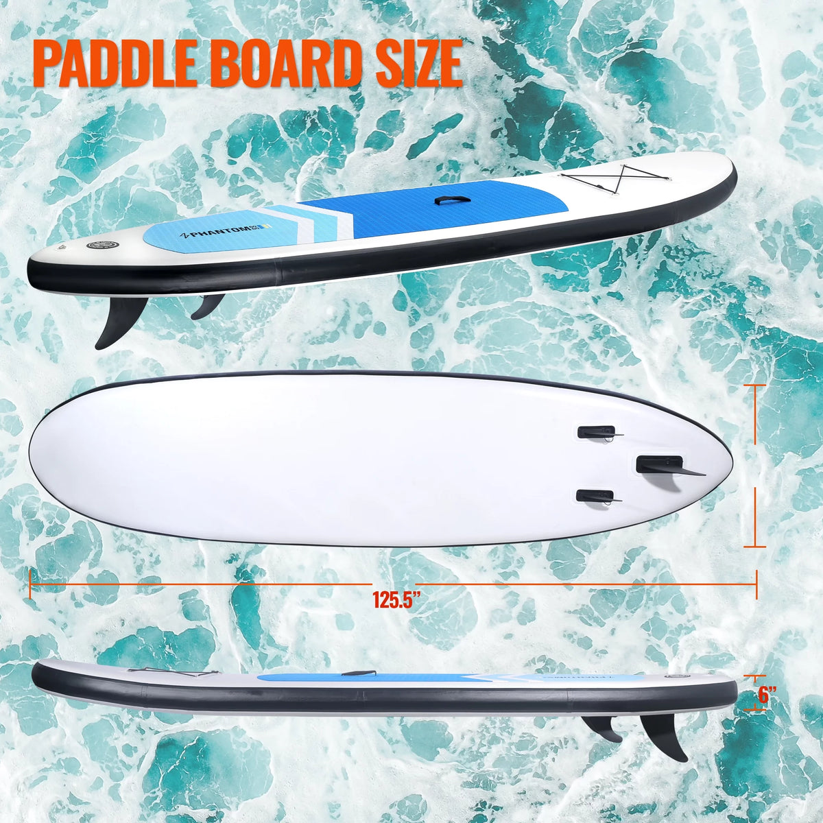 Inflatable Stand Up Paddle Board with Backpack, Non-Slip Deck, Leash, Paddle and Pump (Blue/Teal) V200