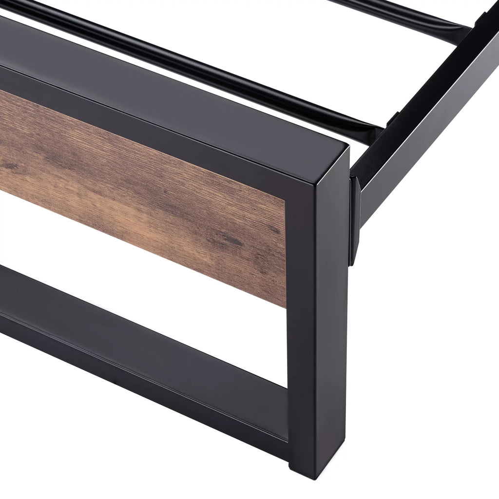 Queen Platform Bed Frame with Wooden Headboard and Steel Slats G171949