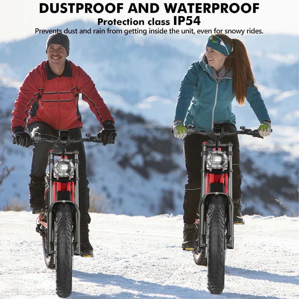 20 Fat Tire 1200W Electric Bike with Removable Battery Red N109