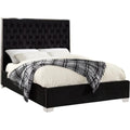 Black Velvet Solid Wood Full Bed F7449