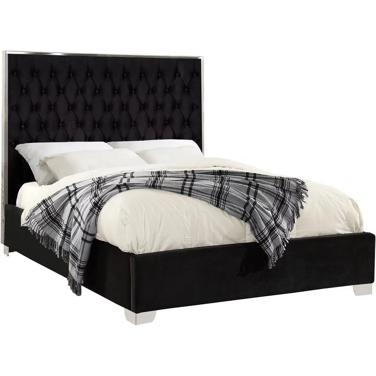 Black Velvet Solid Wood Full Bed F7449