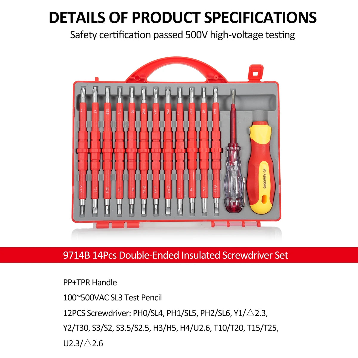 12 Pcs Screwdriver and Test Pencil Set Non-Slip Handle R463402