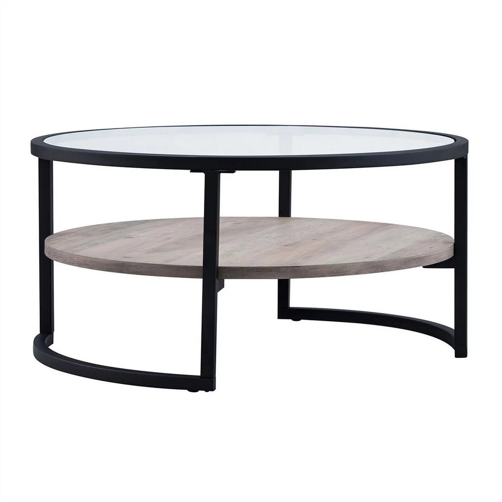 Round Metal Coffee Table in Black and Bronze H382