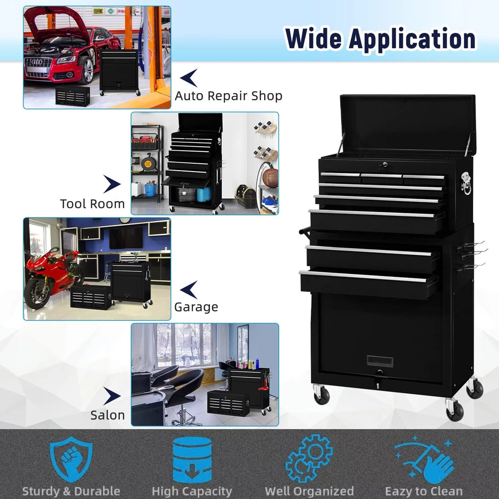Black 8 Drawer Rolling Metal Tool Chest H538819