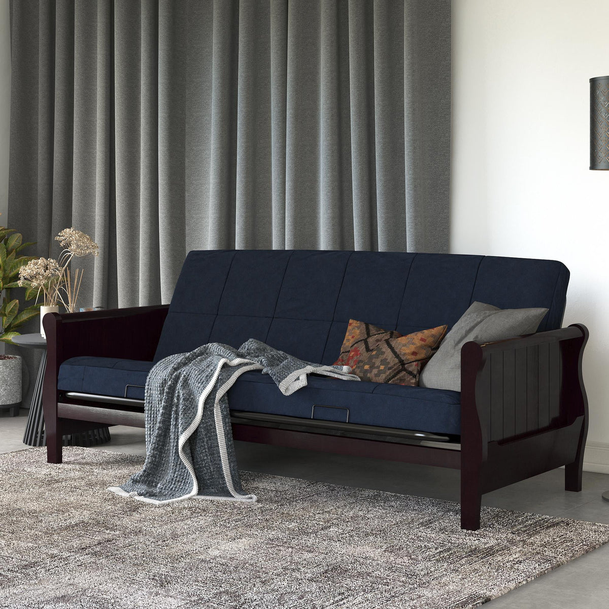 Black Full Size Quilted Microfiber Futon Mattress H9728