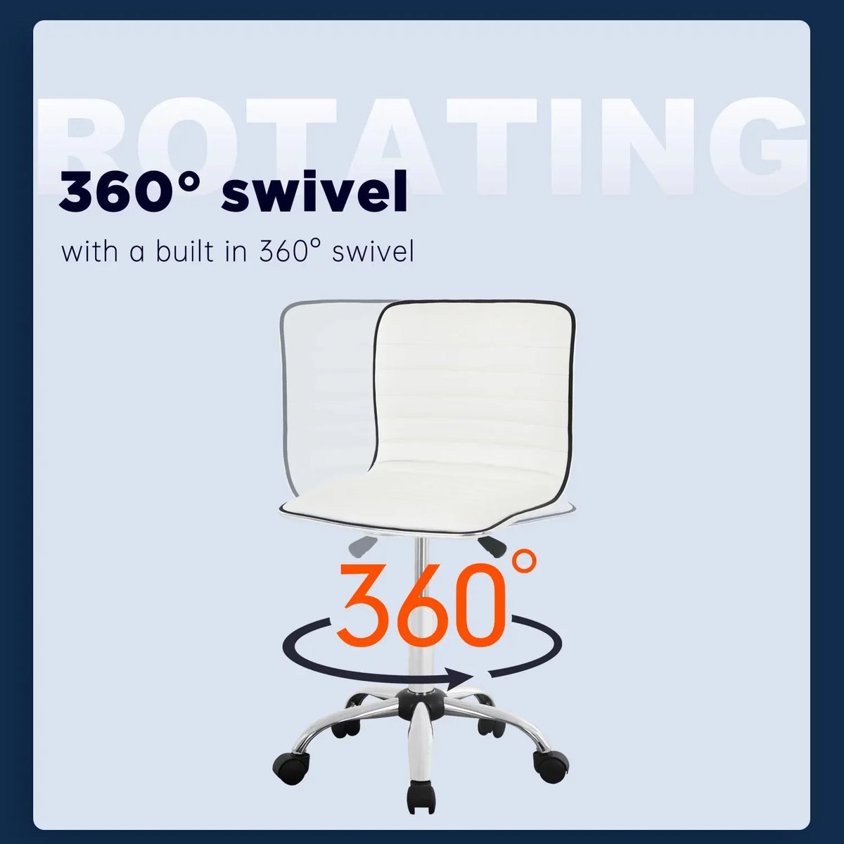 White Adjustable PU Leather Armless Chair with Wheels M809185