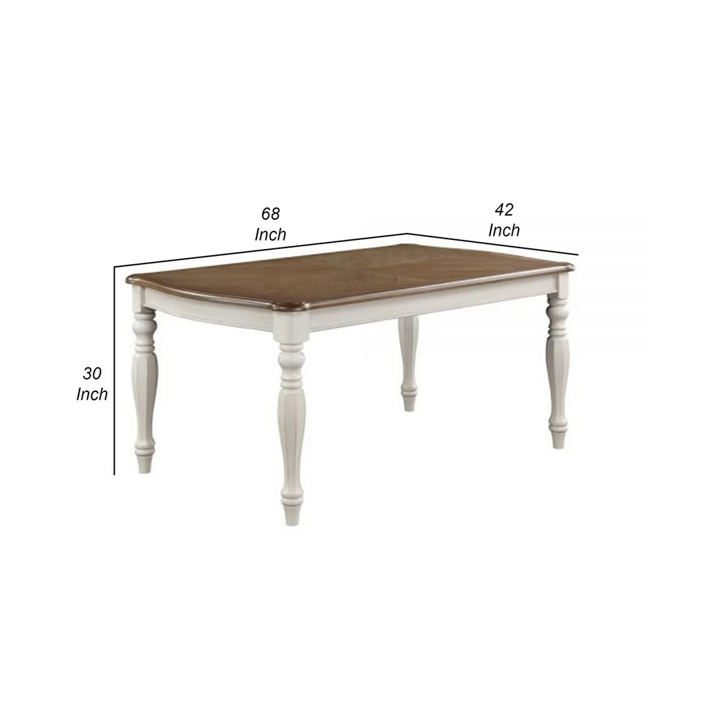 68 Inch Rustic Brown Rubberwood Dining Table M53473