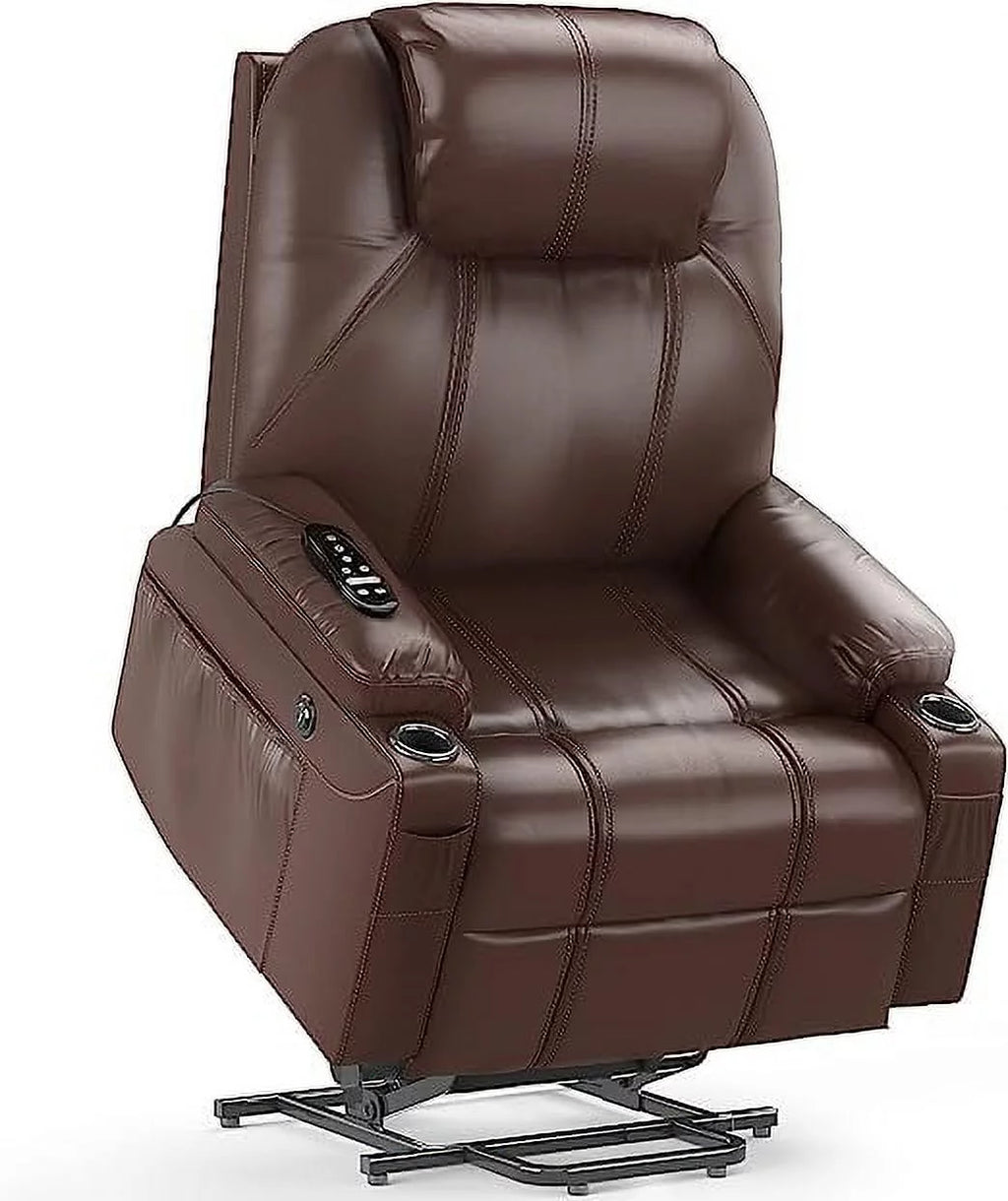 Brown Dual Motor Power Lift Recliner with Massage and Heat H679