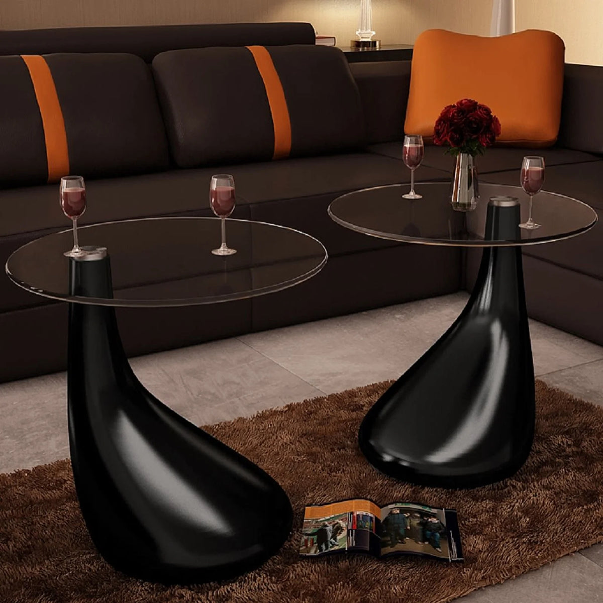 Set of 2 Round Glass Top Coffee Table F778348