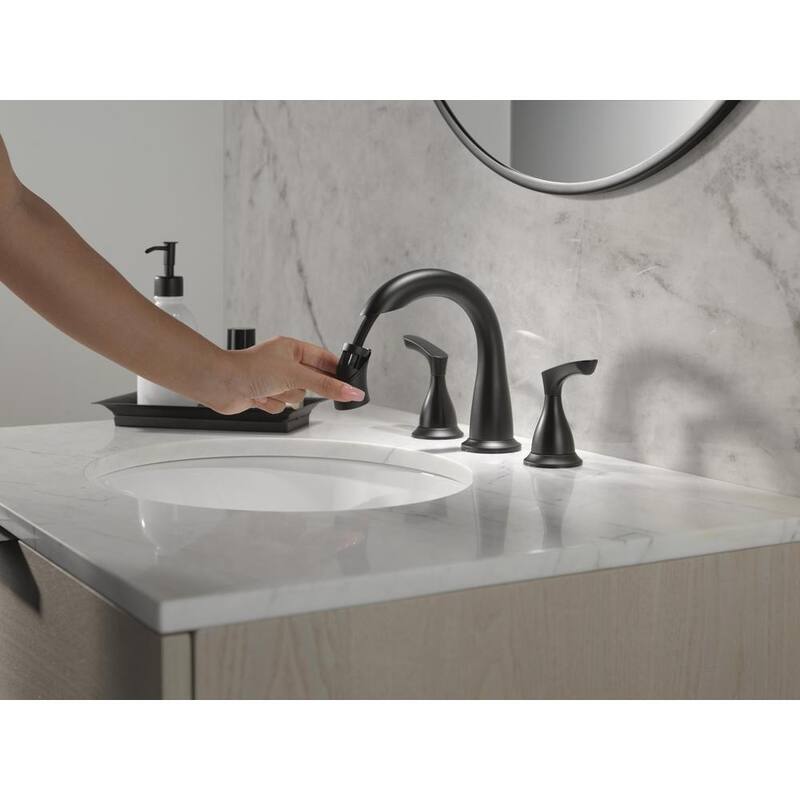 8 in. Double Handle Pull-Down Spout Bathroom Faucet Matte Black Z799
