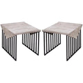 Large Wood Top & Metal Base End Table Set of 2 H7326