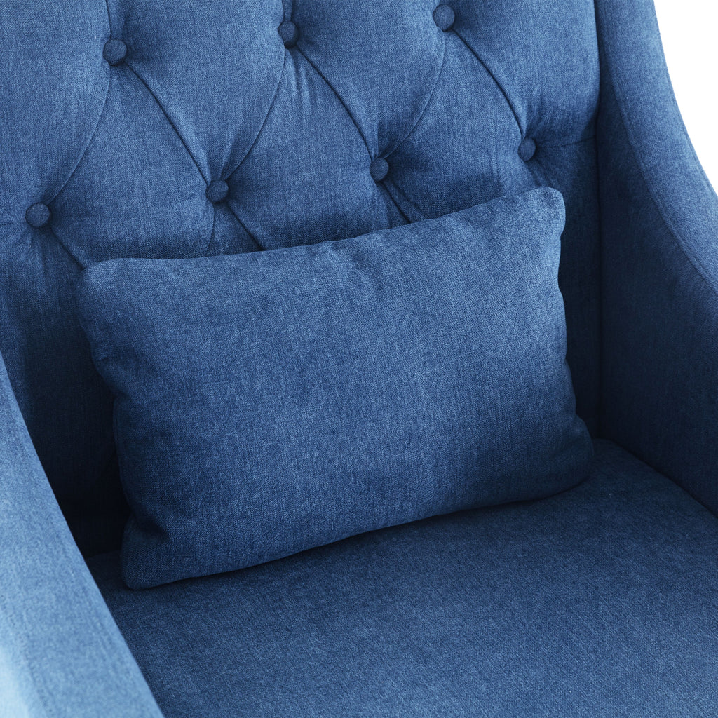 Blue Upholstered Accent Chair with Ottoman I822