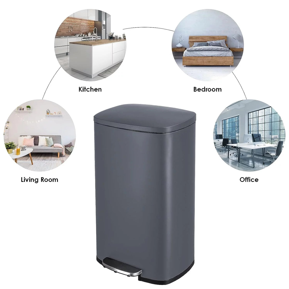 50L Stainless Steel Kitchen Step Trash Can J431042