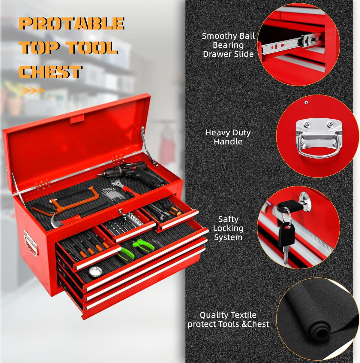Black 8 Drawer Rolling Metal Tool Chest H538819