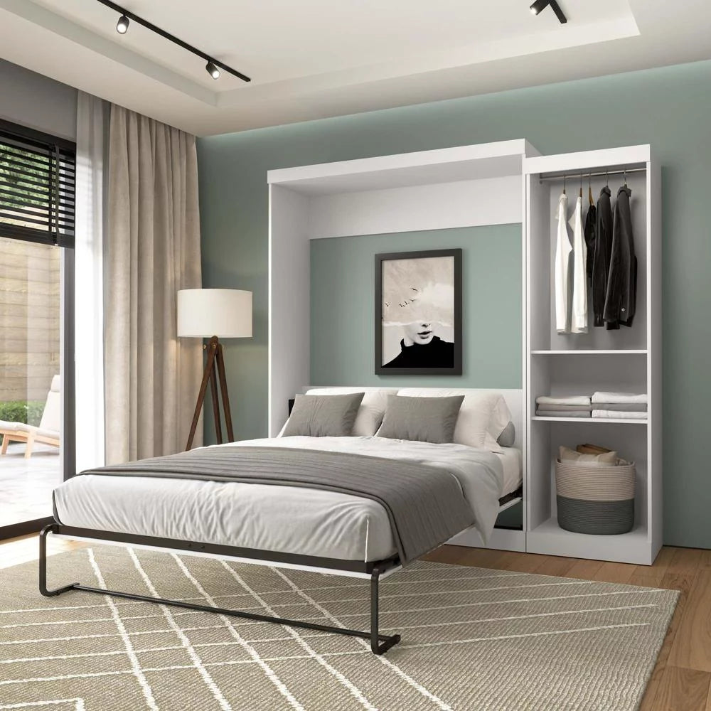 Queen Murphy Bed with Closet Organizer in White F681574