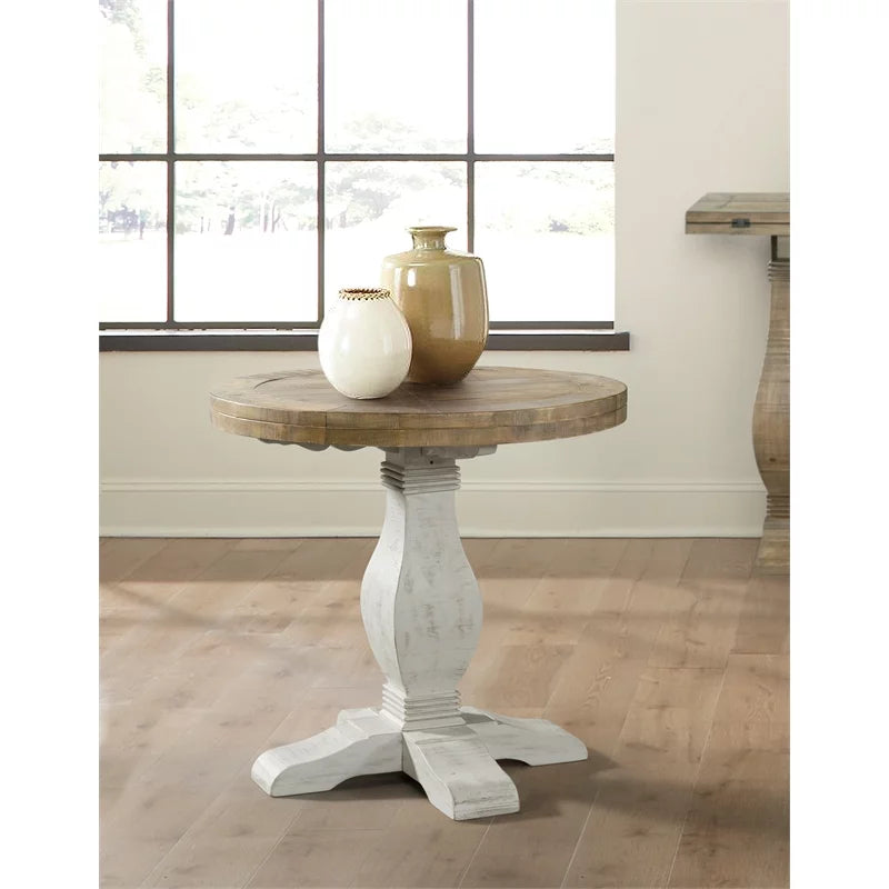 White 2-Piece Solid Wood Coffee Table & End Table Set Y6916