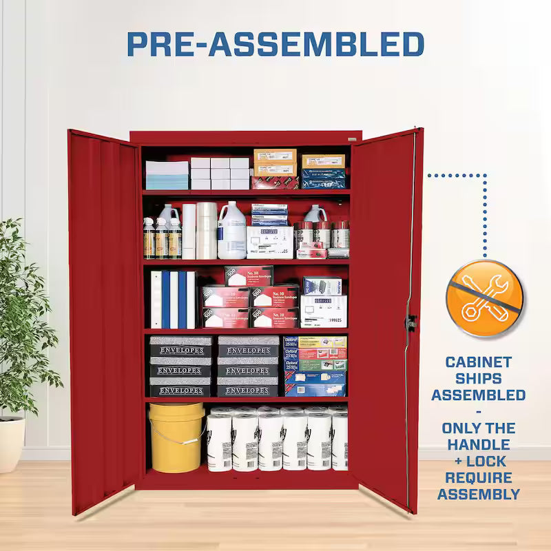 Steel Freestanding Garage Cabinet in Red Q8631
