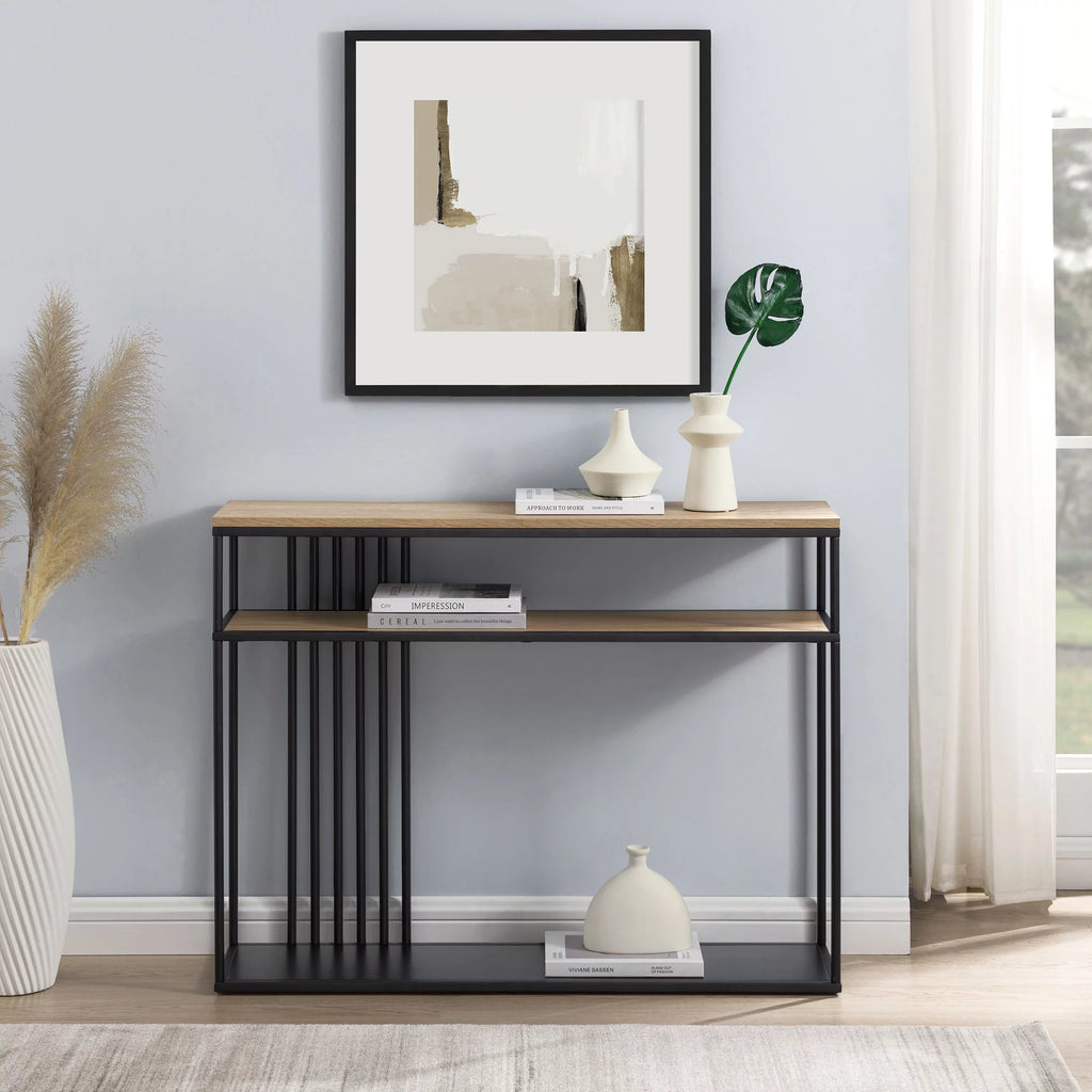 41" Slatted-Side Metal Console Table E333876