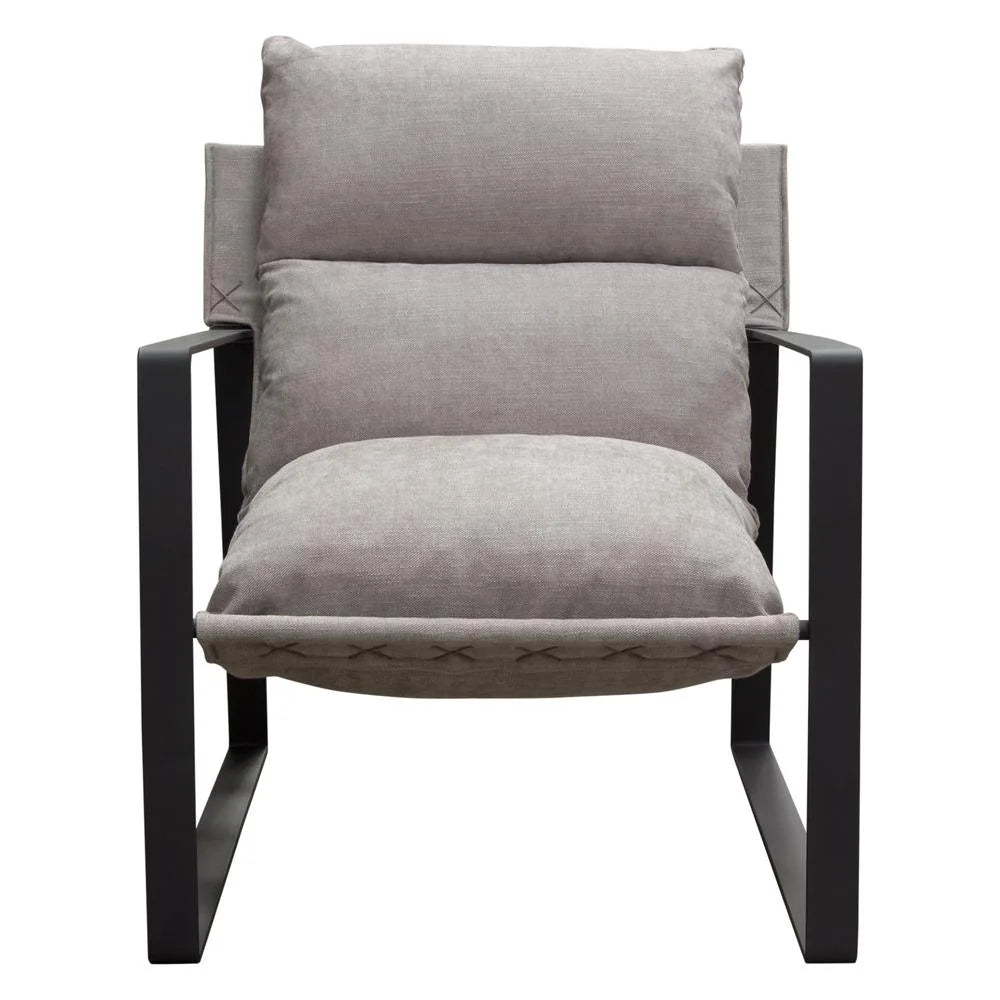 Grey Fabric Accent Chair with Black Metal Frame A424067