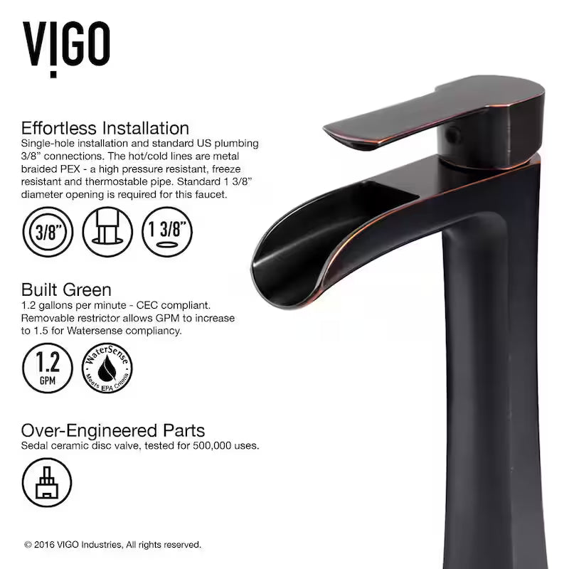 Single Handle Bathroom Vessel Faucet Set with Pop-Up Drain in Antique Rubbed Bronze P563357