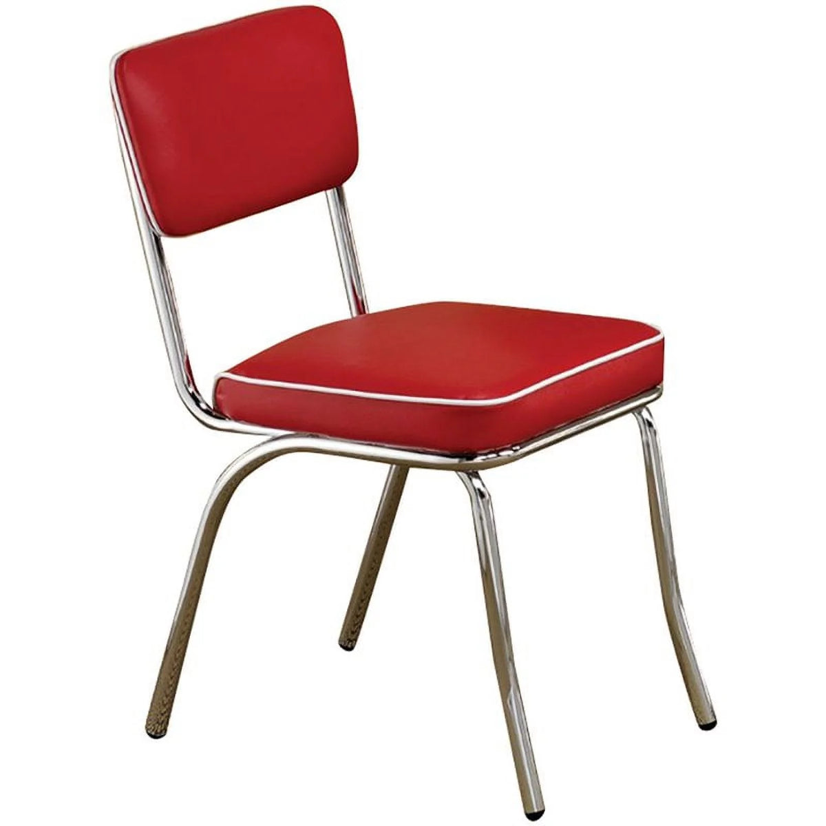 Red and Chrome Dining Side Chair N229