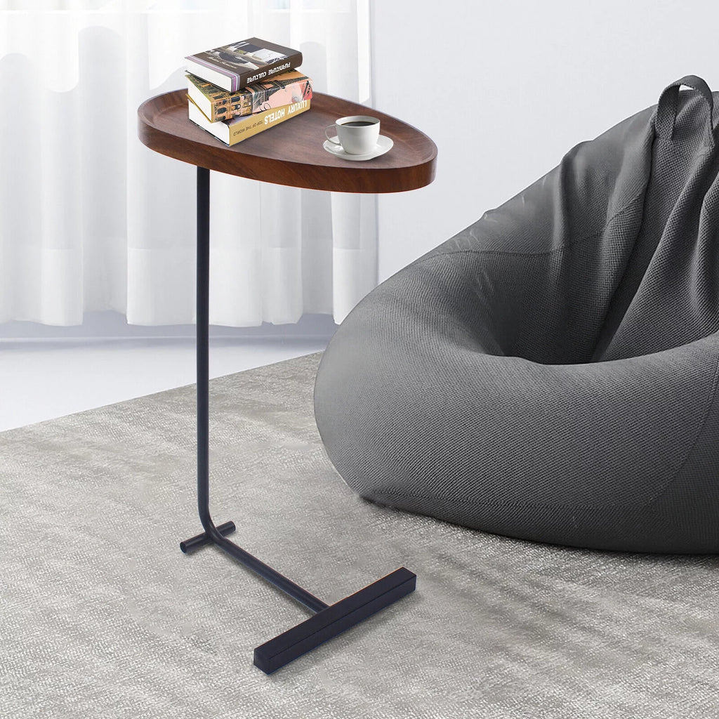C-shaped Coffee Laptop Table Metal Walnut Wood K304