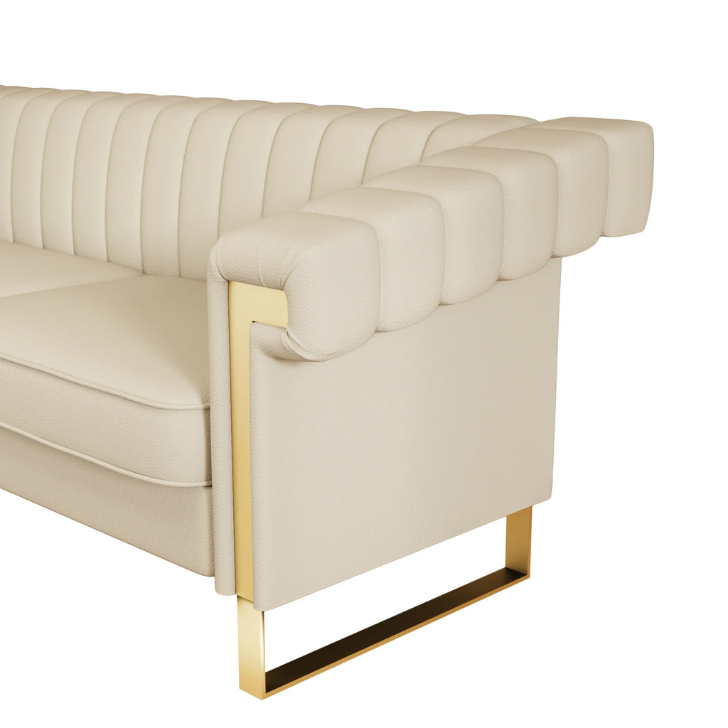 3 Seater Faux Leather Sofa with Removable Cushions R98010