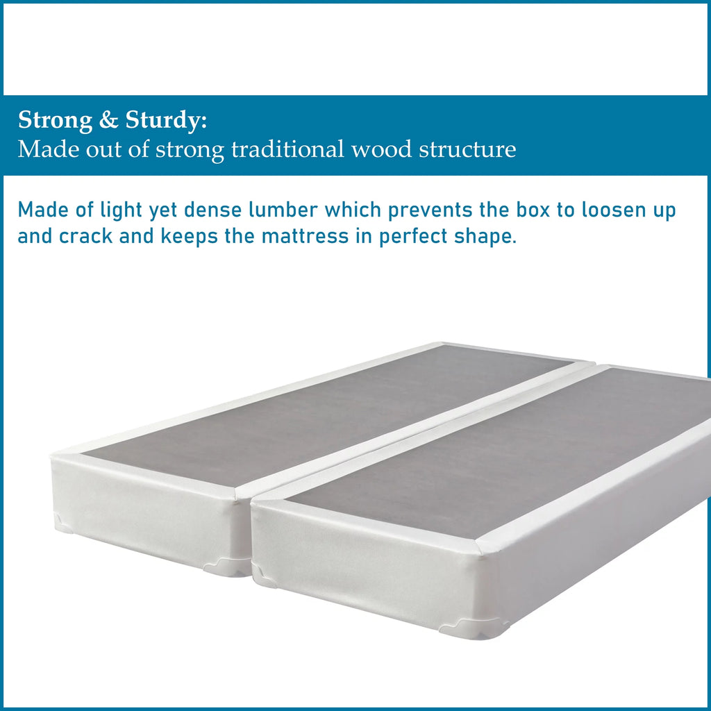 4" Split Fully Assembled Wood Box Spring, Queen, White W287446