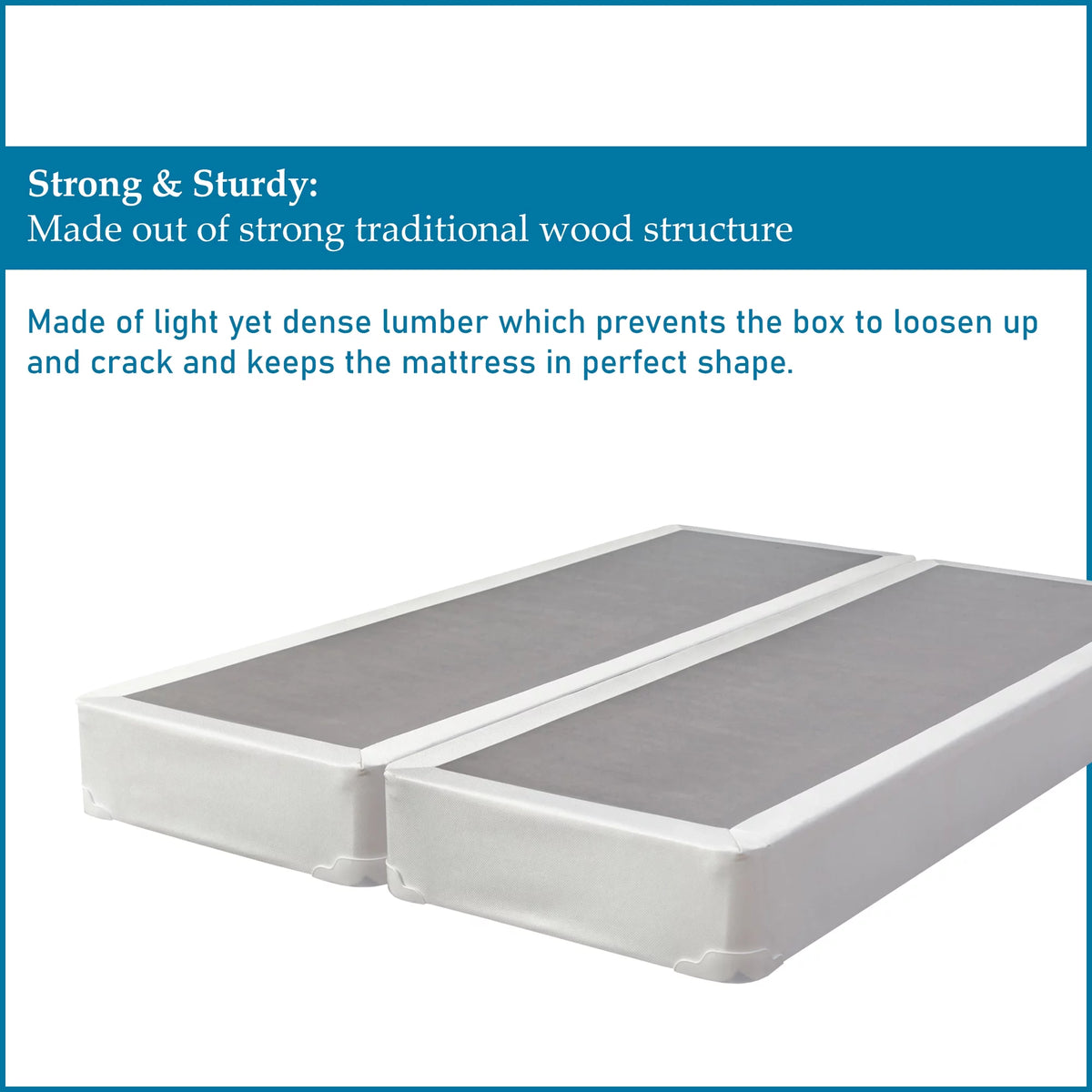 4" Split Fully Assembled Wood Box Spring, Queen, White W287446