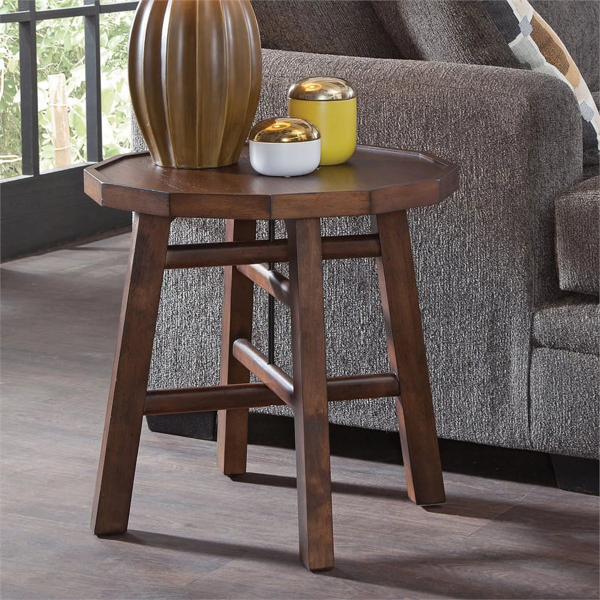 Burnt Caramel Finish Wood End Table D8157