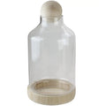 14" Glass Hurricane with Wooden Lid and Base Y8328