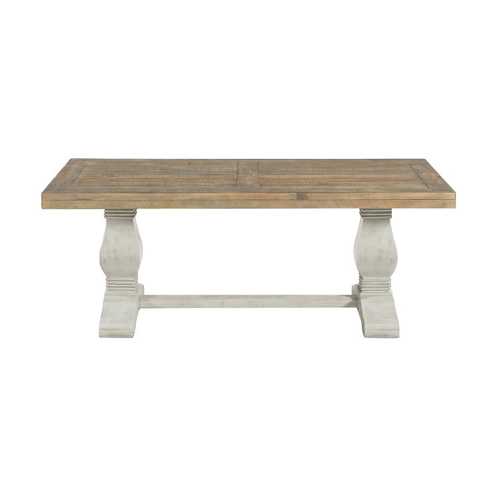 White 2-Piece Solid Wood Coffee Table & End Table Set Y6916