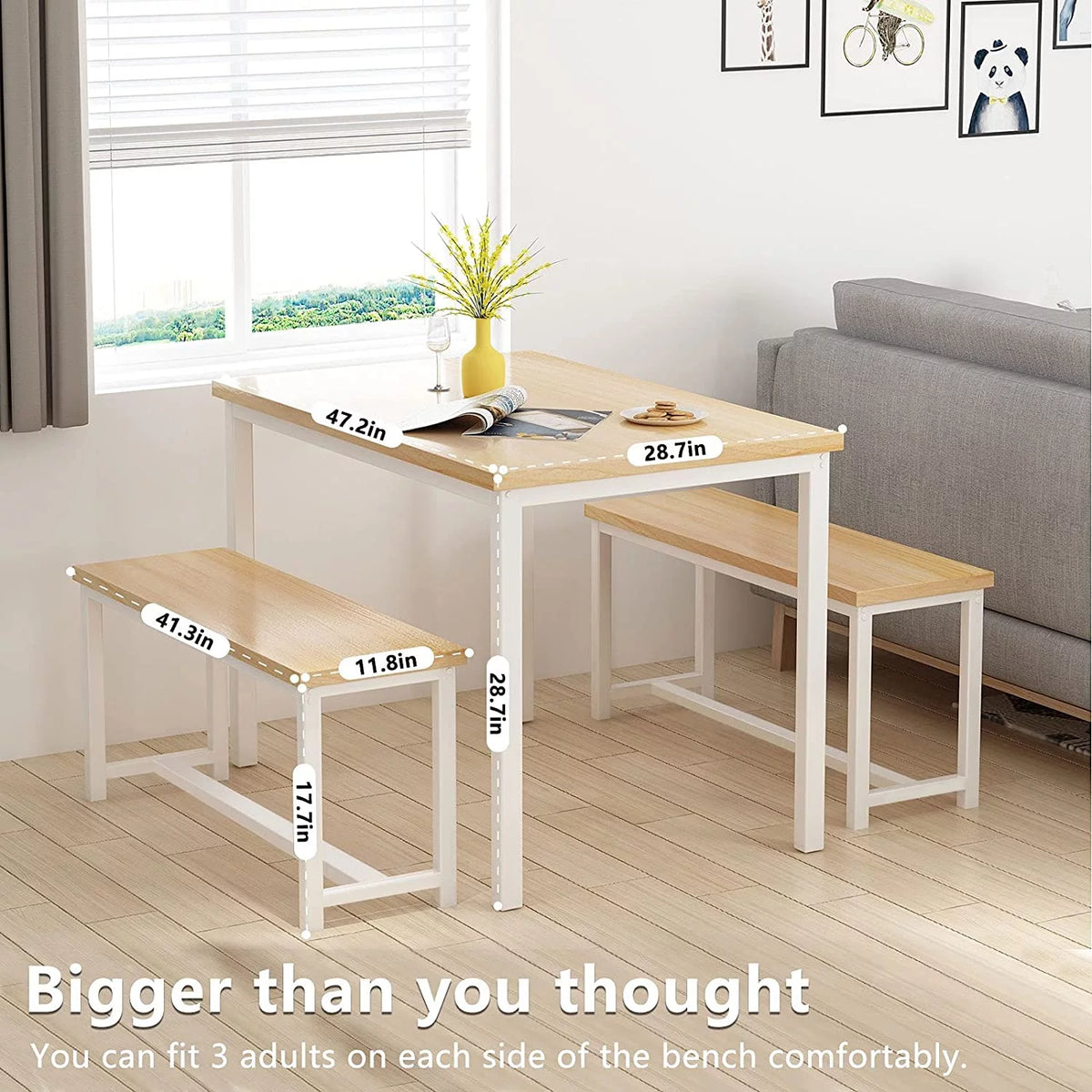 Dining Room Table Set with 2 Benches T748673