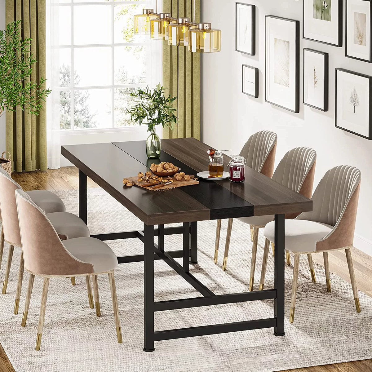 70 Inch Dark Grey Wood Dining Table N3176