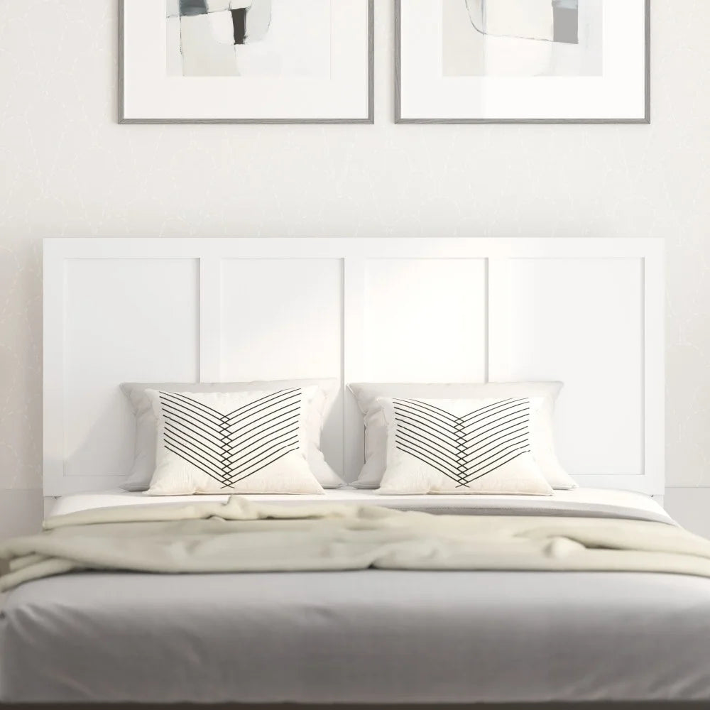White Queen Solid Wood Paneled Headboard X7191