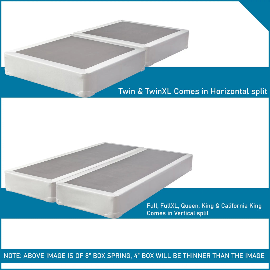 4" Split Fully Assembled Wood Box Spring, Queen, White W287446