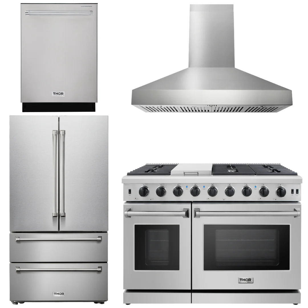 48 Propane Gas Range, Range Hood, Dishwasher, Refrigerator M20418