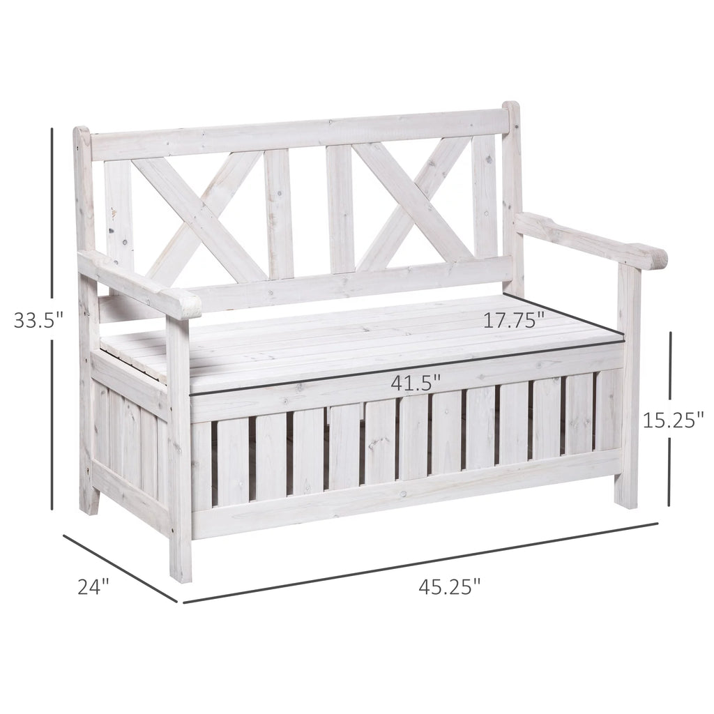White Wooden Storage Bench I527