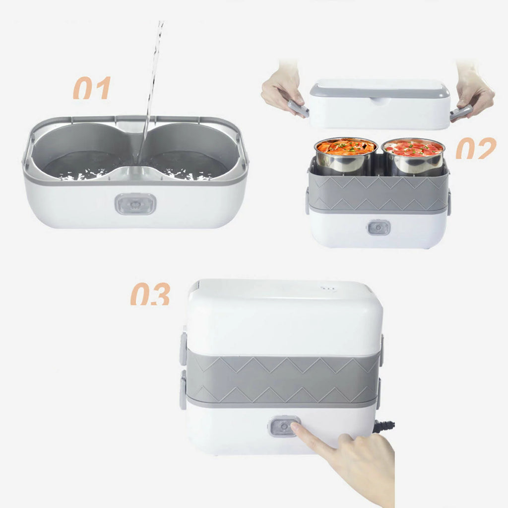 Electric Heated Lunch Box Portable Food Warmer Stainless Steel 110V G8120