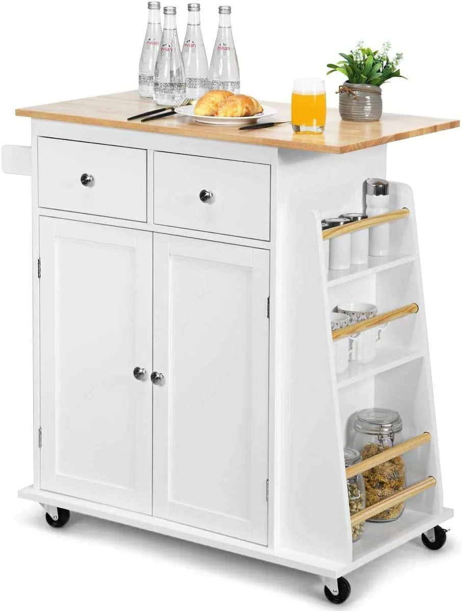 Black Wooden Kitchen Utility Cart with 2 Drawers P9232