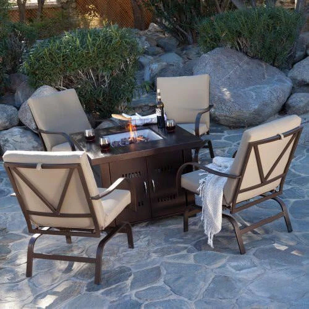 Propane Fire Pit Hammered Bronze and Stainless Steel Finish Q311669