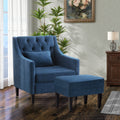 Blue Upholstered Accent Chair with Ottoman I822