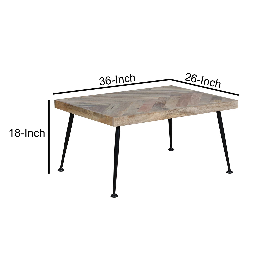 36 Inch Rectangular Mango Wood Coffee Table U596