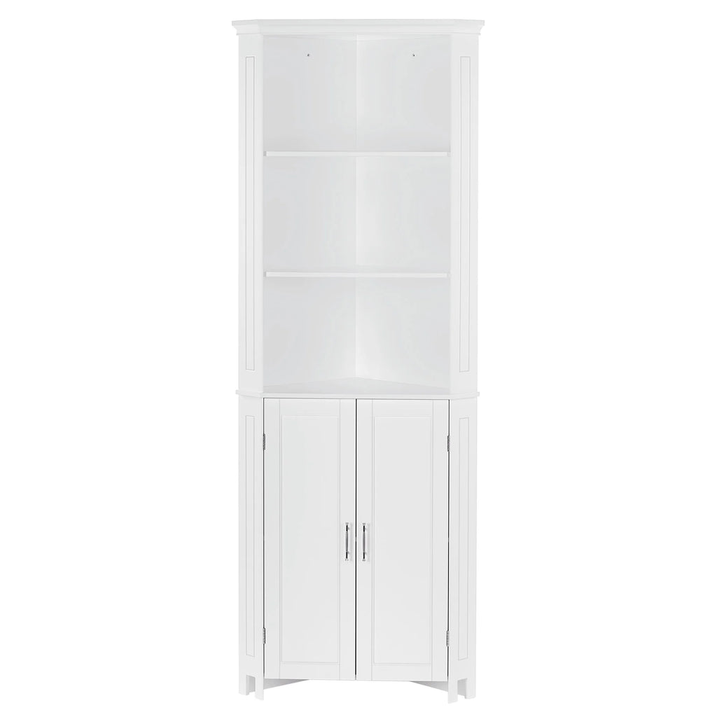 White Two-Door Corner Cabinet D549